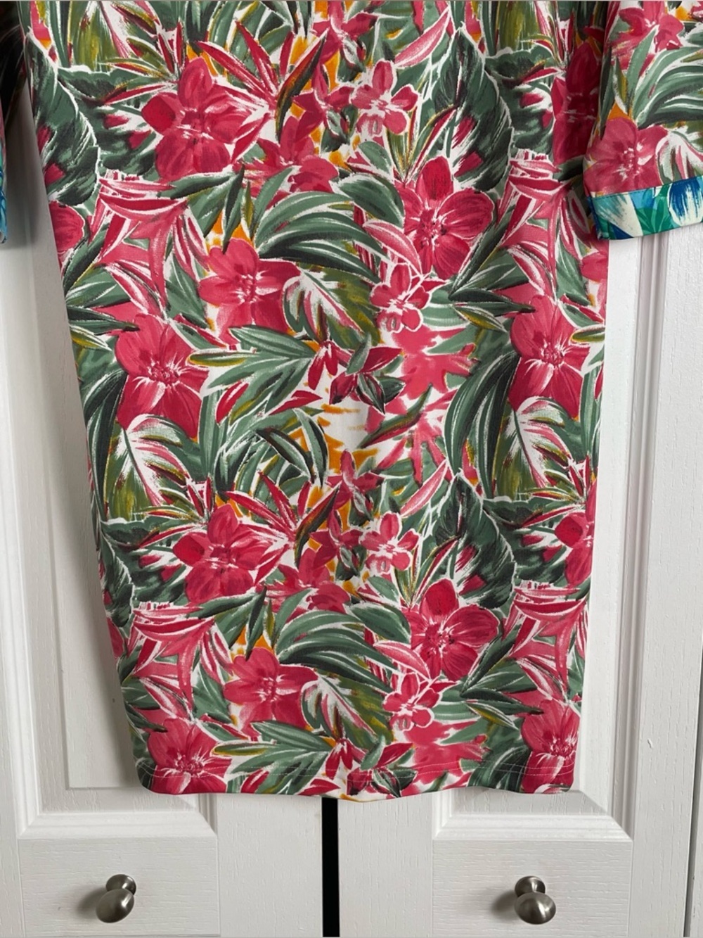 Caribbean Joe Relaxed Floral Dress Womens M Colorful 3/4 Sleeve Pull on Tropical - Picture 9 of 15